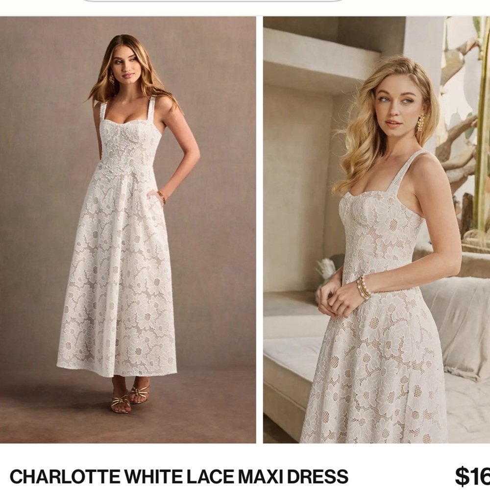 Azazie CHARLOTTE WHITE LACE MAXI DRESS